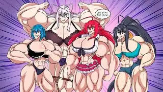 Female muscle cartoon comic High School DXD Buff Muscle Growth Part 3 END