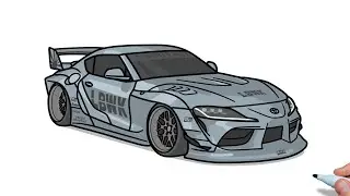 How to draw a TOYOTA SUPRA A90 LIBERTY WALK / drawing toyota supra mk5 J29 car step by step
