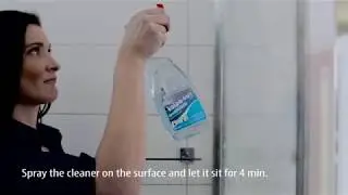 Čiščenje Kolp san tuš kabine s čistilom Kolpasan / Special cleaner Kolpasan