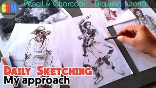 Drawing tutorial for beginners|Pencil drawing & charcoal sketch