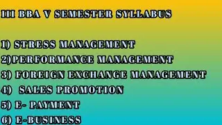 BBA V semester syllabus