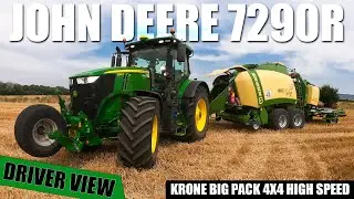 JOHN DEERE 7290R & Krone BIG PACK 4x4 High Speed | GoPro/driver view