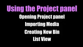 Using the Project panel | Import Media | Creating New Bin | Preview Media | Adobe Premiere Pro