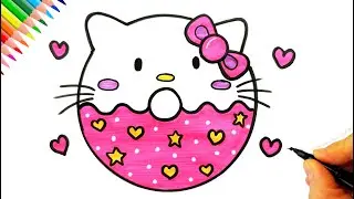 Hello Kitty Donut Çizimi - Kolay Hello Kitty Çizimi - How To Draw Hello Kitty Donut Easy - Sanrio
