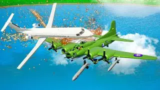 BOMBER AIRCRAFT vs PLANES - Airplane Crash in BRICK RIGS