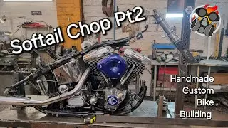 Harley Softail Frame Pt2 Chop Handmade Custom Bike Building #Chopper #Handmade #bike #welding #hot