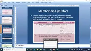 Assignment membership and identity operators