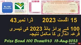 Prize bond 100 complete result today | 15 Aug 2023 | Karachi City | Prize bond draw# 43 Today