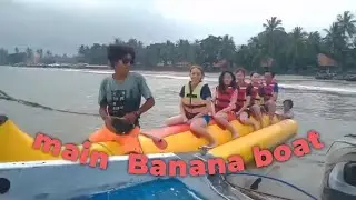 main di pantai,banana boat ,seru banget #bananaboat #pantai #family