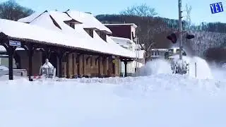 Crushing Ice On Railway Track By Train