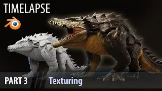 3D Creature Crocorilla Modeling Timelapse / PART 3 / Texturing