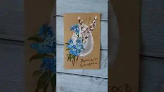 Открытка на пасху ватными палочками🥚💐  