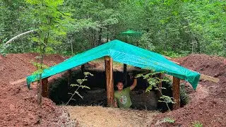 СТРОИМ БОЛЬШОЙ ДОМ ПОД ЗЕМЛЕЙ- ПОСТРОИЛИ КАРКАС И ЗАКРЫЛИ КРЫШУ! ДОЖДЬ НАМ НЕ ПОМЕХА!