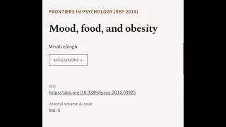 Mood, food, and obesity | RTCL.TV