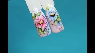 Акварельная роспись урок№2.Завороты лепестков в цветке.Как нарисовать завороты в цветах