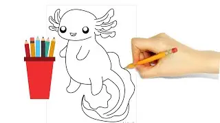 How to draw axolotl | Draw mexican axolotl easy step by step (triple h)