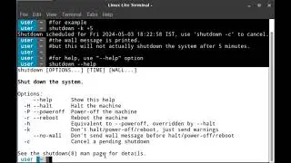 shutdown command in Linux terminal - POWER OFF | RESTART | HALT