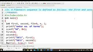10.C program to generate Fibonacci series | C Programming Language LAB | PPS LAB | JNTU | Autonomous