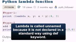 PYTHON Tutorial : Python lambda function