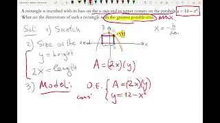 265: 4.5 #8  A rectangle is inscribed with its base on the x-axis and its upper corners on the parab