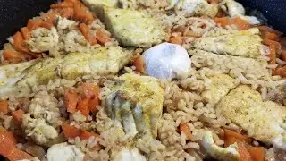 Цельнозерновой(бурый рис) с рыбой.Плов с рыбой