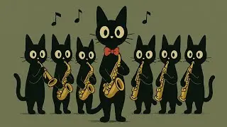 Black Cats’ Swing Serenade: 1940s Jazz with Sax & Bass for a Smooth Workday