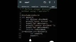 C program to perform division without using division (/) operator