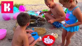 Яйцо челлендж на море на приз Жарим страусиное яйцо
