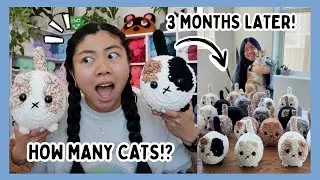 Crocheting Cats for 3 MONTHS?! 🐈 How many did I make? Crochet & Chat with Me! Cat Challenge - PT 2 🧶