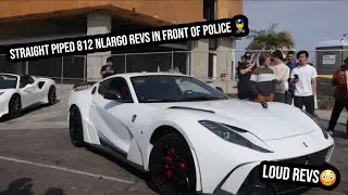 STRAIGHT PIPED NOVITEC 812 N-LARGO Ferrari REVS IN FRONT OF POLICE! Bugatti of Newport Beach Show!