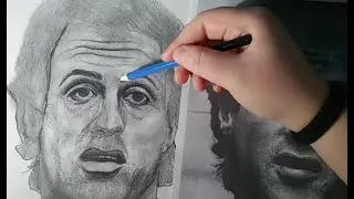 SylvesterStallone(RockyBalboa) Graphite Drawing18 || 4 Hours in 5 Minutes   || Time Lapse drawing