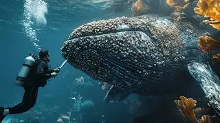 The whale suffered from thousands of parasites on its body. What the diver did shocked everyone!