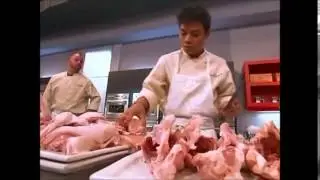 Hung Huynh breaking down chicken