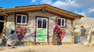 Demolition of Sadegh's house by the land owner: and painting of the front of the house by Abbas