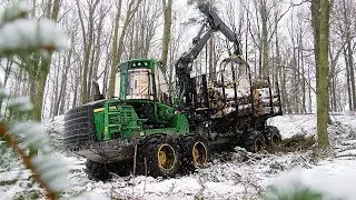 Forstarbeiten | John Deere |Harvester & Forwarder in ACTION ▶ Agriculture Germanyy