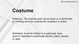 Costume Meaning