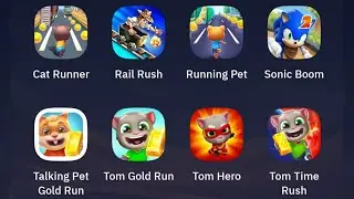 Cat Runner, Rail Rush, Running Pet, Sonic Boom, Talking Pet Gold Run, Tom Gold Run, Tom Hero