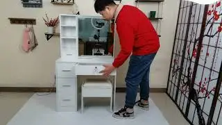 Sliding mirror wooden cabinet dressing table