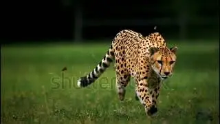 Cheetah Running Super Slow Motion Front View