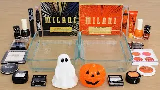 Halloween Ghosts & Pumpkins - Mixing Makeup Eyeshadow Into Slime ASMR 446 Satisfying Slime Video