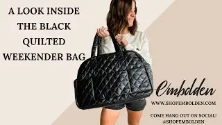Black Quilted Weekender Travel Bag