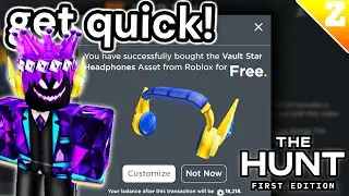 How To GET The NEW FREE VAULT STAR HEADPHONES In Roblox! QUICK! (The Hunt Event)