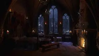 A Cozy Medieval BedRoom Ambience | Cozy Winter Fireplace & Gentle Winds | Sounds For Sleeping