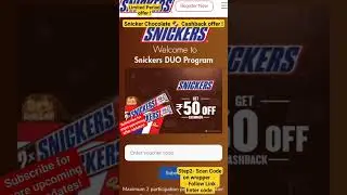 Snicker Cashback offer ! upto 100% cashback || 2023 offer! limited Period offer.
