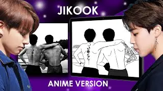 B T S Jikook anime drawing | BTS Jimin and JK new look anime drawing | Jungkook birthday special