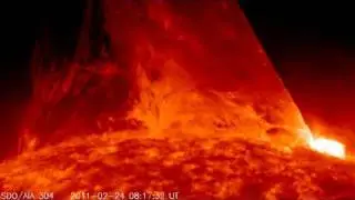 Massive solar flare close up