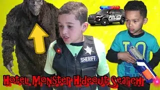 MONSTER Invades HOTEL! COP KIDS search and find SHOCKING SURPRISE....