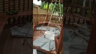 Шестигранная беседка # круглый стол