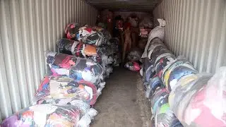 ORGANISING A STORAGE CONTAINER FULL OF VINTAGE CLOTHING FOR £5 YARD SALE (POP UP PART 2)
