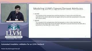 2022 LLVM Dev Mtg: Automated translation validation for an LLVM backend